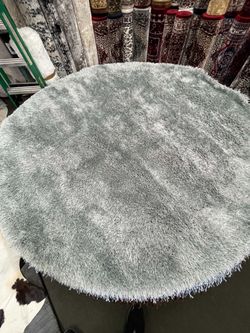 Round Gray Shag Area Rug