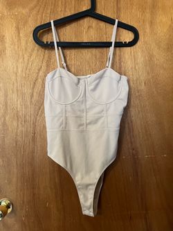 Cream Corset Bodysuit with Adjustable Straps