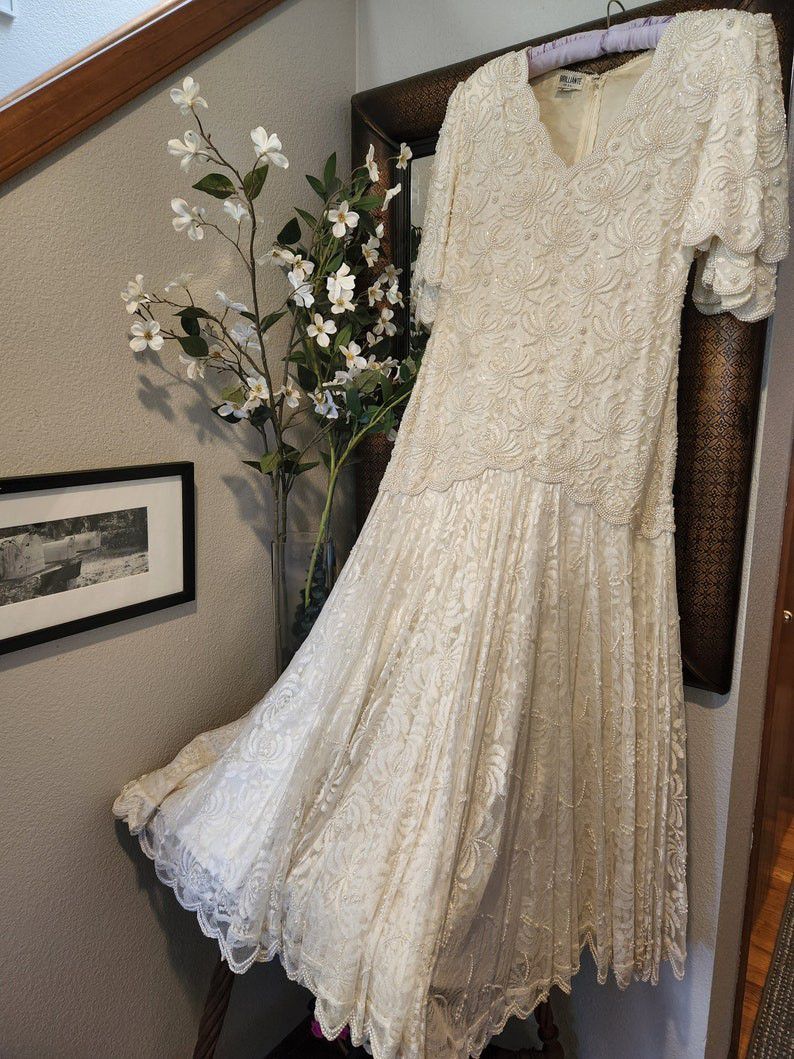 Vintage BRILLIANTE by J.A. White 20's Style Beaded Gown

(Size L)