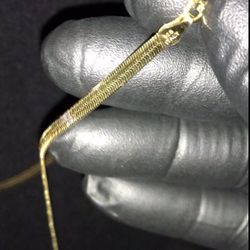 18” & 7-1/2” Herringbone Chain & Bracelet 14k Gold Plated