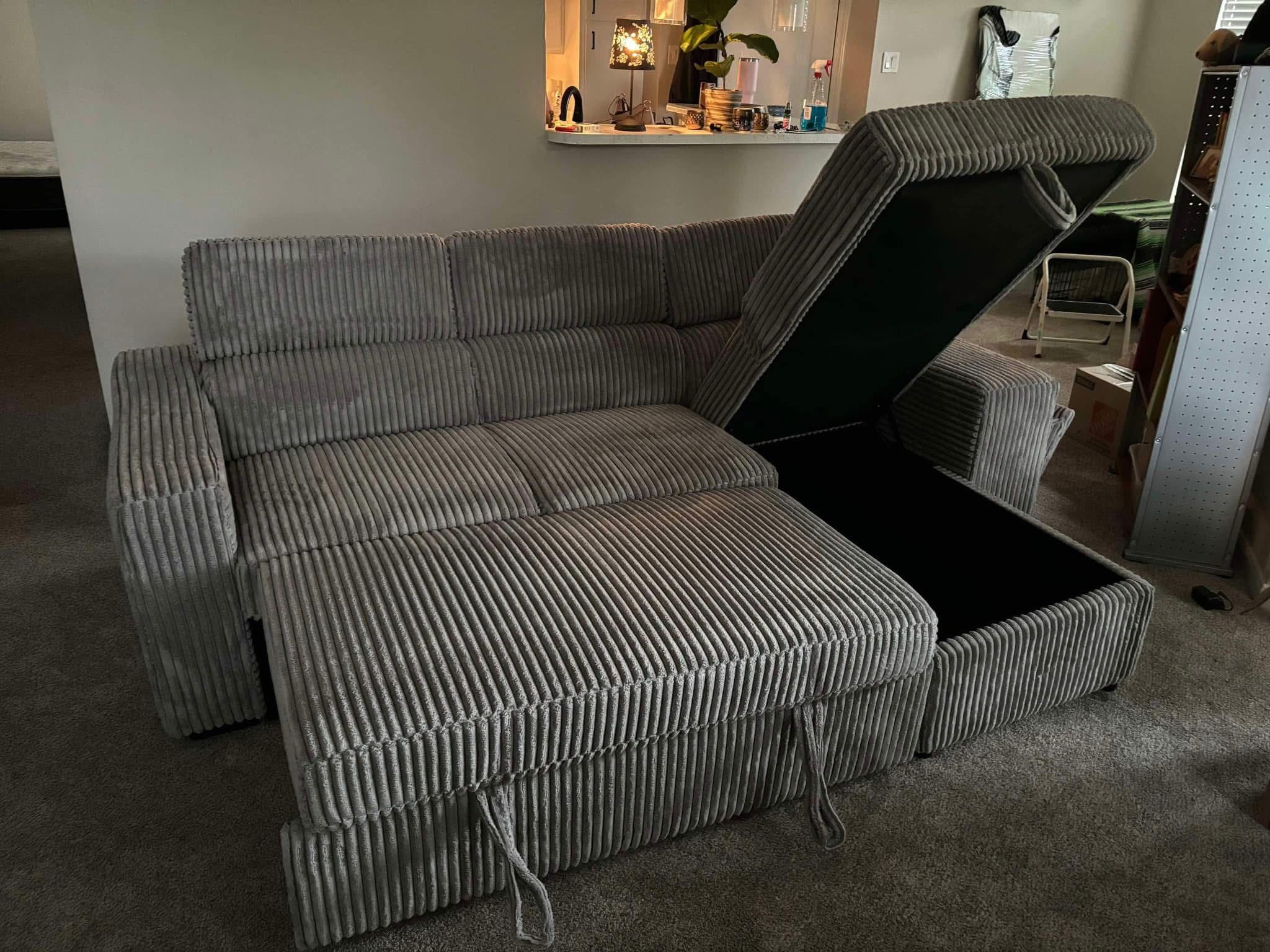 Need This Gray Pull-out Bed Sectional Couch Gone New In Box $50DOWN
