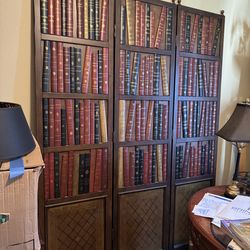 Trifold library book room, divider, or decorative panels room divider