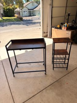 Industrial Bar Cart & Wine Rack Set – Wood & Black Metal