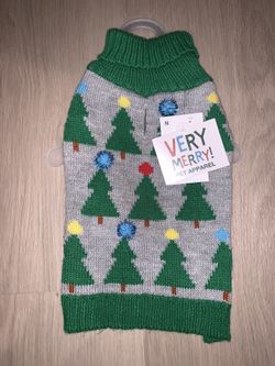 New Sz XS Green Christmas Tree Pet Sweater Apparel Dog Cat