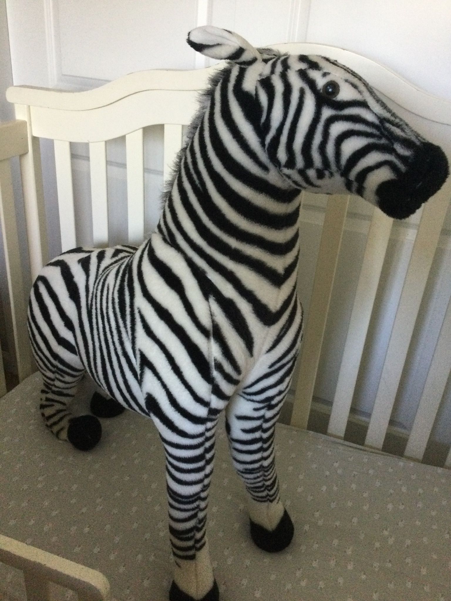 Large Stuffed Zebra To Decorate Nursery 
