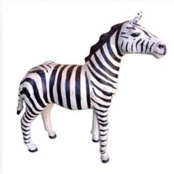 Statue of ZEBRA in Leather 16" from Africa, unique piece!

