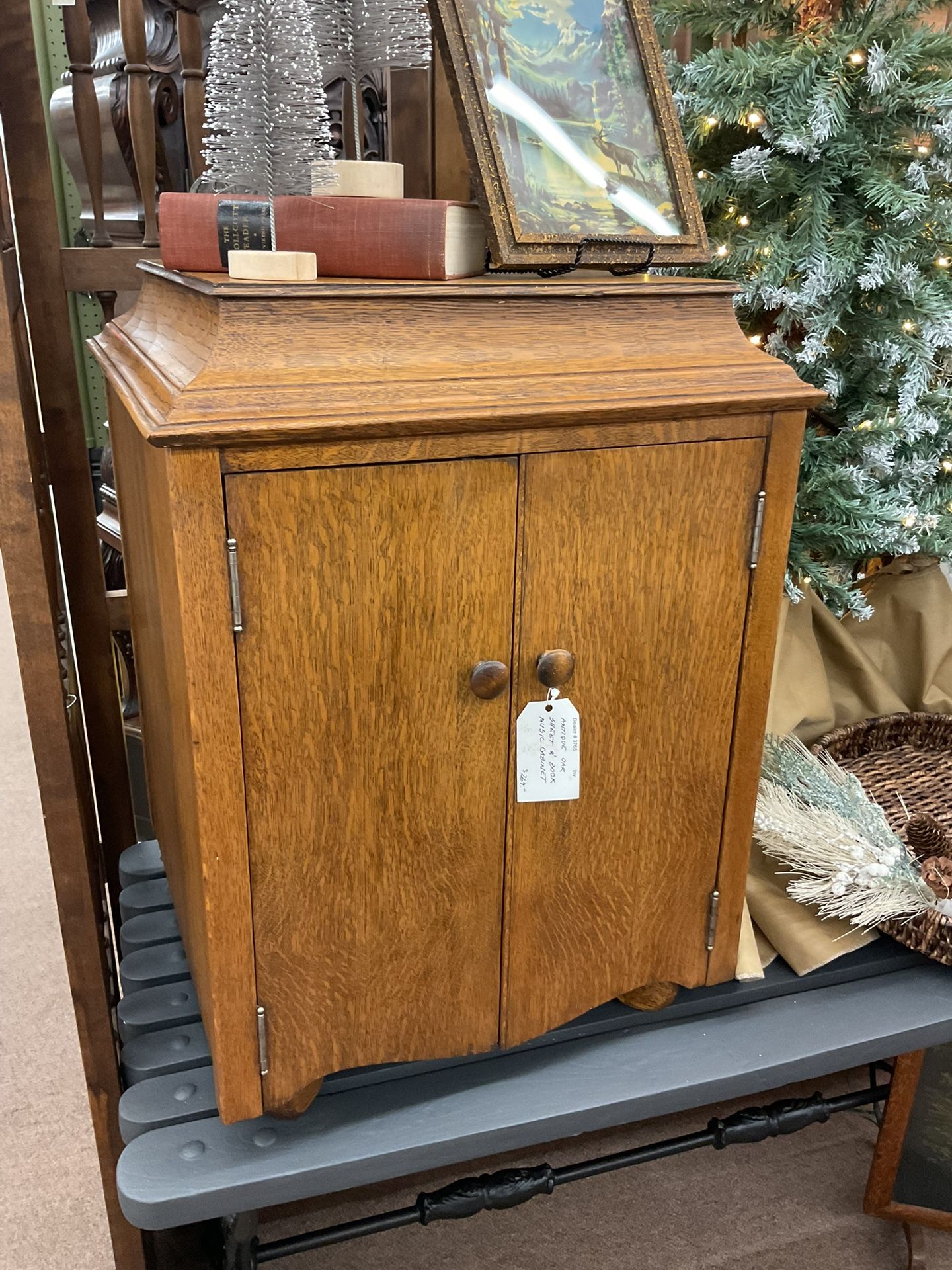 Antique Oak Sheet Music Cabinet