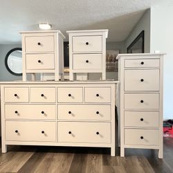Solid Wood Refinished Ikea Hemnes Dresser, Skinny Chest and Nightstands 4-piece Set 
