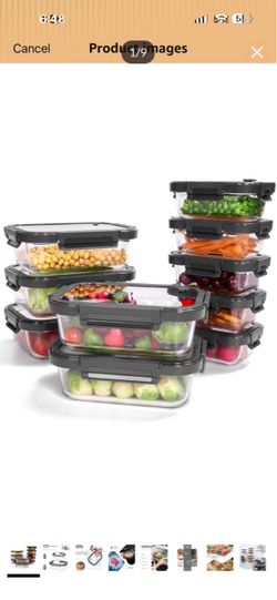 10-Pack Glass Food Storage Containers with Tempered Lids – Borosilicate, Airtight, Oven-Safe (-4°F~950°F), BPA-Free, 4.4 & 1.6 Cup, Leak-Proof, Dishwa