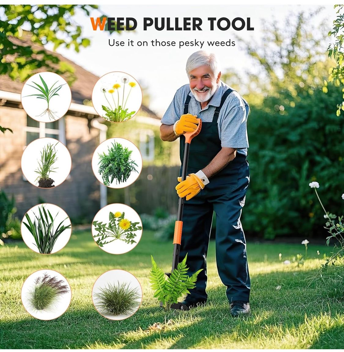 Weed Puller Tool, 4-Claw, 42" Stand Up Gardening
