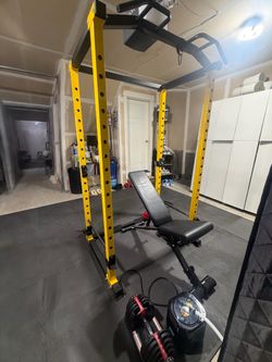 Power rack with bench