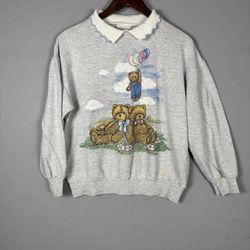 Vintage 90s Basic Editions Teddy Bear Sweatshirt Women's S