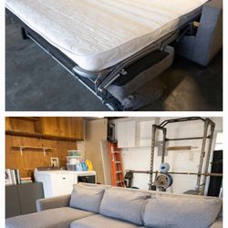 Free Delivery! Gray Sectional Couch Sofa Chaise Foot Rest Ottoman pull out bed futon mattress