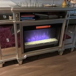 Mirror Fireplace Tv Stand 