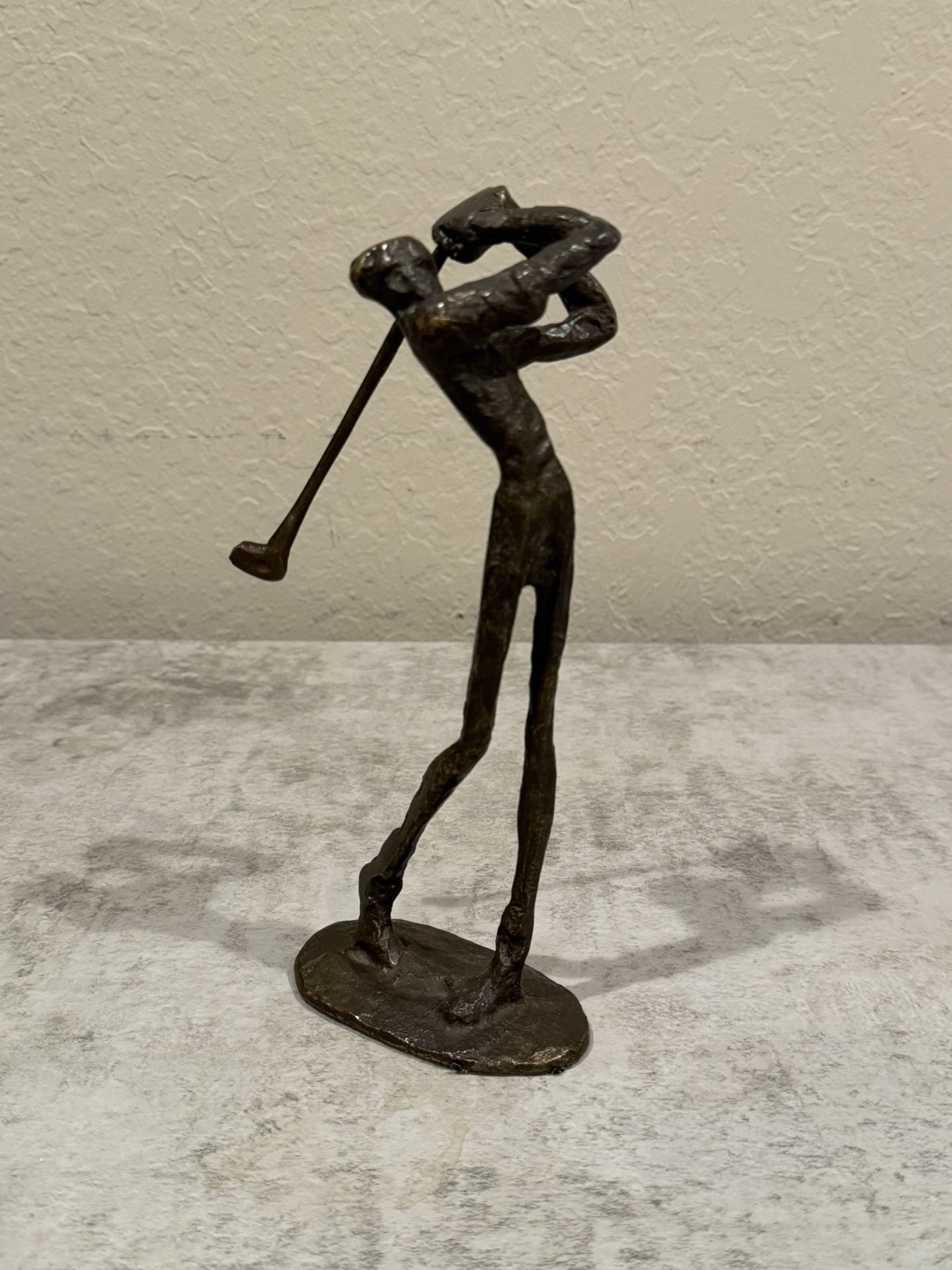 Vintage Midcentury Brutalist Bronze Golfer Statue Sculpture Giacometti MCM