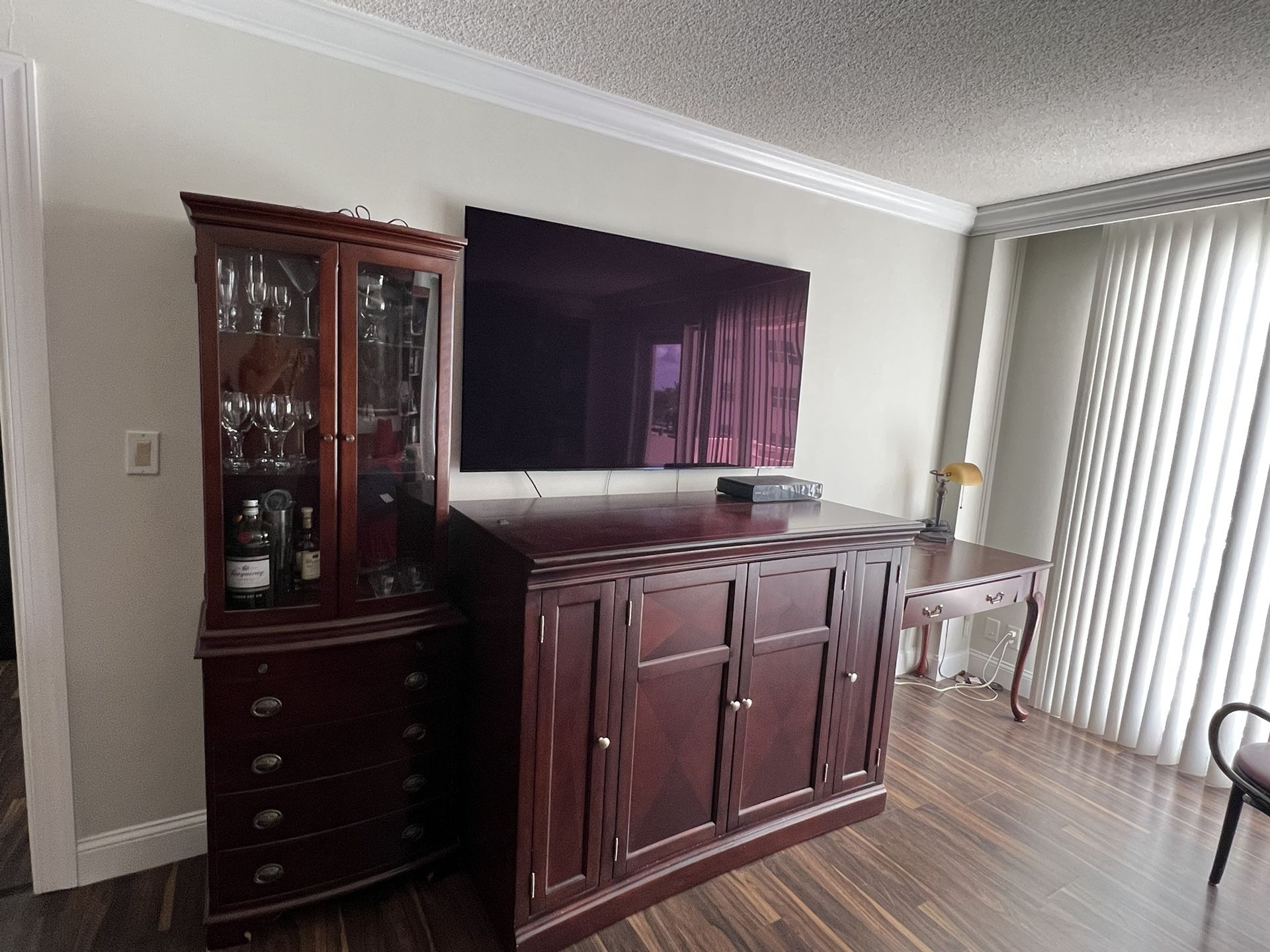 Dark Solid Wood Furniture (Console, China Cabinet, Desk)