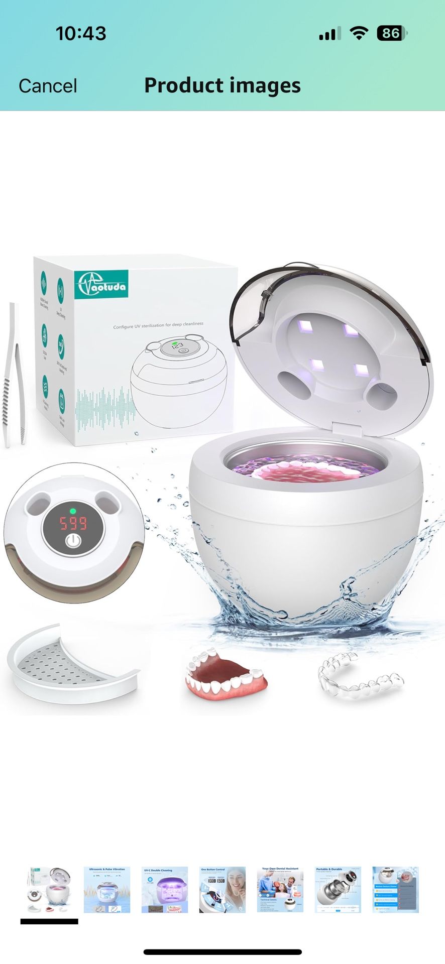 45kHz Ultrasonic Retainer Cleaner Machine, 200ML Denture Cleaner, 4 Modes with Digital Timer Mouth Guard Cleaner for Aligner, Night guard, Braces, Too