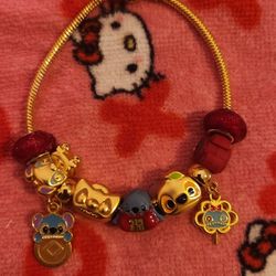Disney Lilo and Stitch Gold Charm Colorful Bracelet