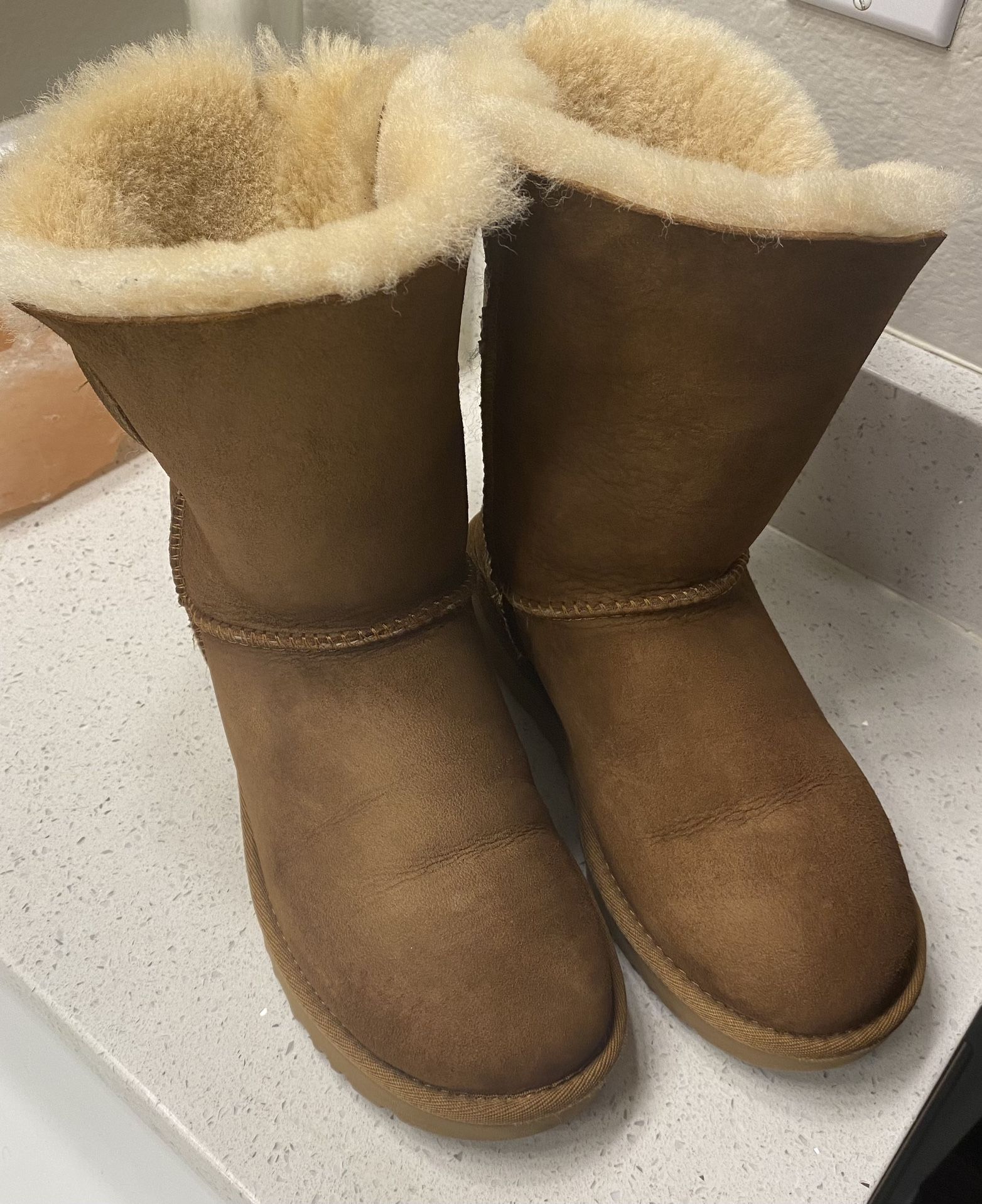 UGG Brown Suede Shearling Buckle Nash Boots 