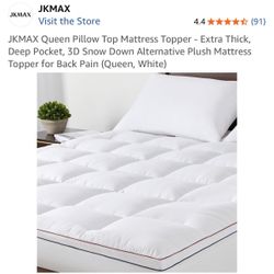 Queen Mattress Topper, Extra Thick Pillowtop (Brand New)