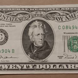 Old Circulated 20 Dollar Bill From 1981