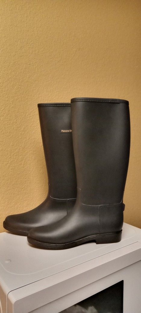 Planone Original 100% Synthetic Rubber Fully Waterproof Women's Calf Boot Size 37/9 US