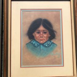  Vintage Original Native American Girl Signed Art 1987 Non Glare Framed-19x23 The Art Is Signed Barbara, Last Name McCown, Myrtle Beach and Originally