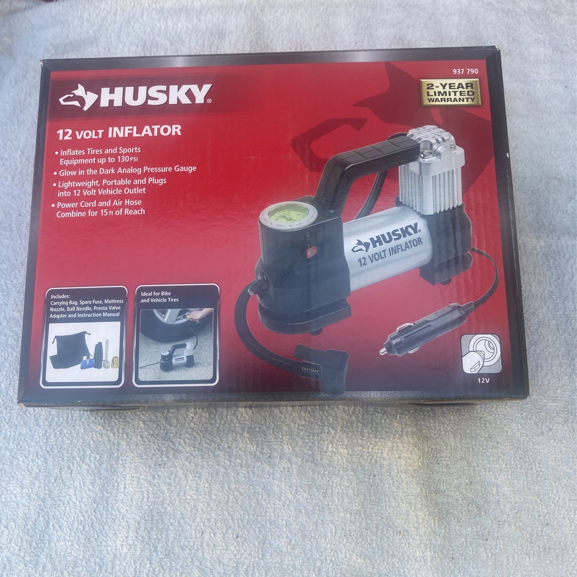Husky 12 Volt Inflator Brand New. See Photos For More Information. This Item Is Priced Below Retail.