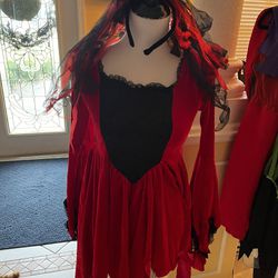 Girls Halloween Costume, Gothic Bride! Red And Black 