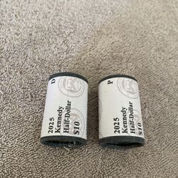 Coins Kennedy Half Dollars Two Roll Set