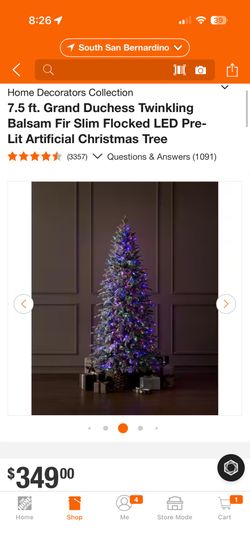 Home Decorators Collection 7.5 ft. Grand Duchess Twinkling Balsam Fir Slim Flocked LED Pre-Lit Artif