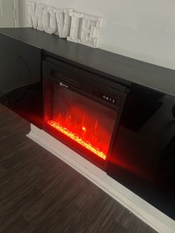 Modern Wall-Mounted/floating Electric Fireplace w/ Adjustable Heat & LED Flame Effects