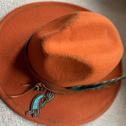 Burnt Orange Rodeo Hat Cowgirl**Designer**Rustic Orange concert hat**festival hat*cowboy