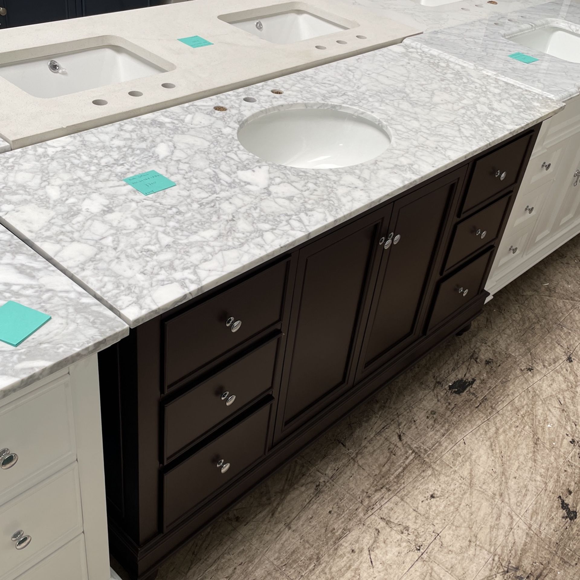 (#2078) Bella 60 Inch Bathroom Vanity Carrara Marble Top