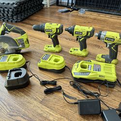 Set of Ryobi Tools and Chargers