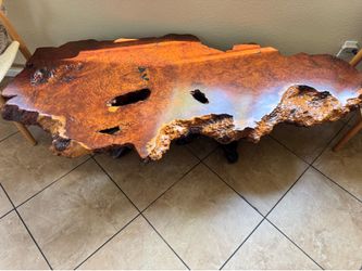 🔥 ONE-OF-A-KIND Live Edge Burl Wood Coffee Table w/ Natural Root Base 🔥