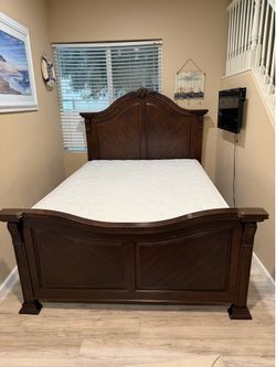 Queen bed frame with mattress