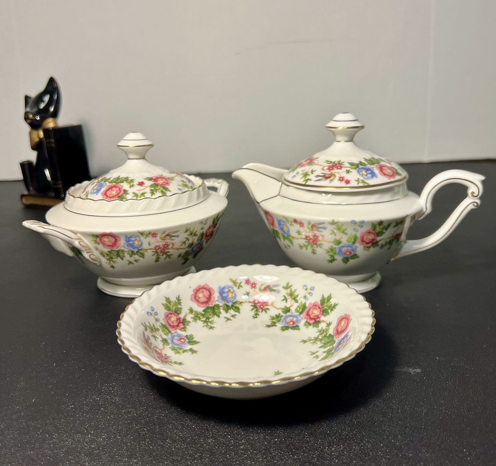 Franconia Krautheim Germany 1950s “Mandarin” Teapot Bowl & Berry Bowl Set