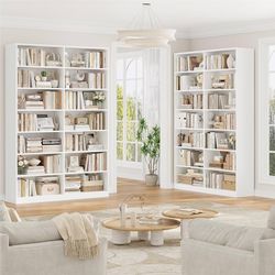 2pcs, 83.6" Tall Bookshelf and Bookcase, 7-Tier Extra Large Bookshelf with Double Storage, 14 Open Display Shelves for Home Office, Study and Living R