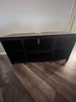 Black TV Stand with Open Shelves