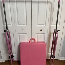 Gymnastics bars with folding mat 