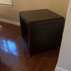 end table with cubby and pull out shelf