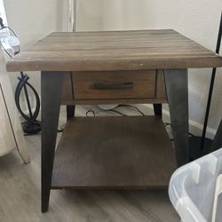 Wood And Metal Coffee Table And End Table For Sale For $130