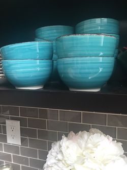 12 new turquoise bowls (Large & small plates available too ;)