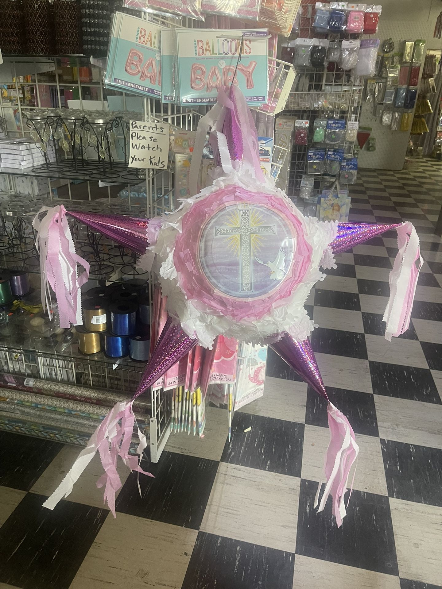 Pink Baptism Piñata (5 Piece) Package. Paquete De 5 Piezas Bautizo Party Fiesta