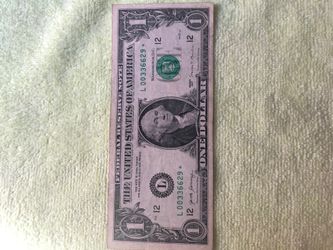 2017 One Dollar Star Note with fancy numbers