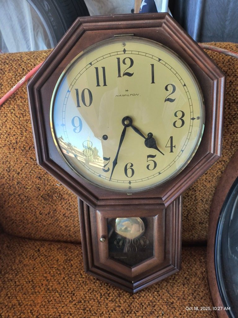 Hamilton Antique Wind Up Clock w/Pendulum