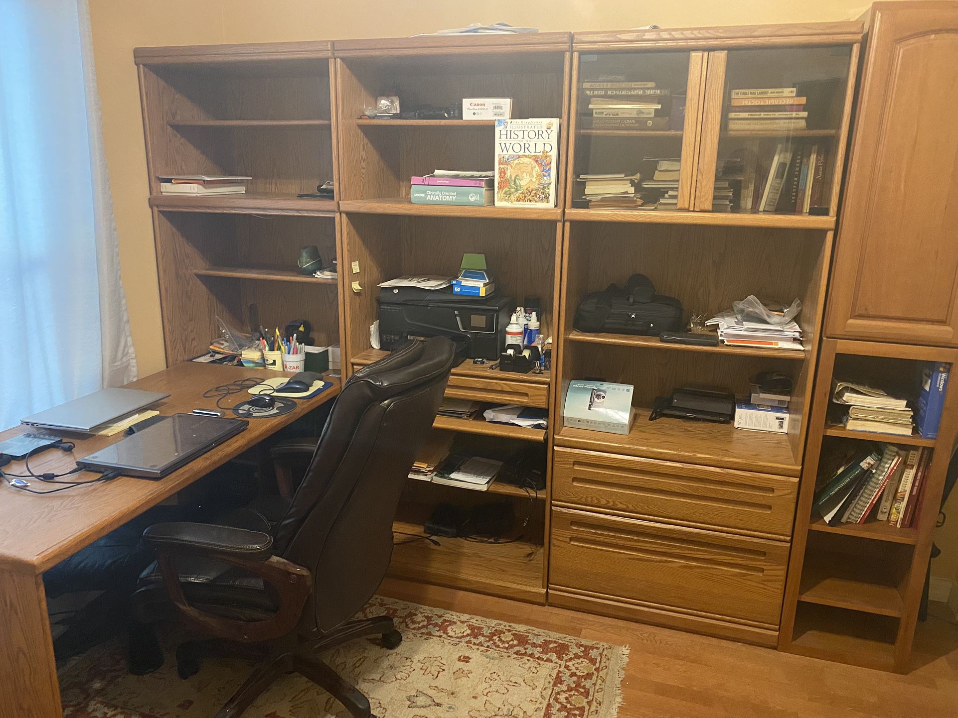 Home Office Wall Unit With Attached Table (Kane’s Furniture)