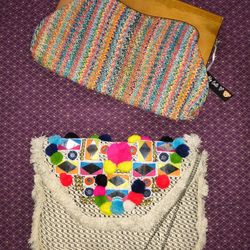 Bohemian Pocketbooks/Purses: (Colorful) 1 Sam Edelman & 1 Unbranded Clutch Missing Chain $40