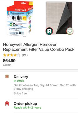 HONEYWELL COMBO PACK FILTERS 2 FILTERS AND 4-8 PREFILTERS